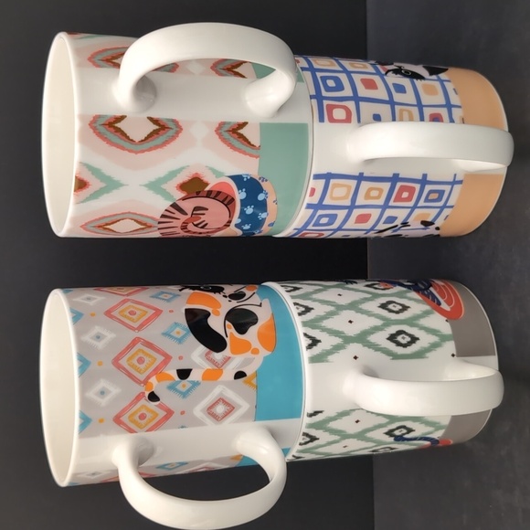 Stokes Set Of 4 Colorful Bone China Mug Set with Cat Designs. - Picture 6 of 10